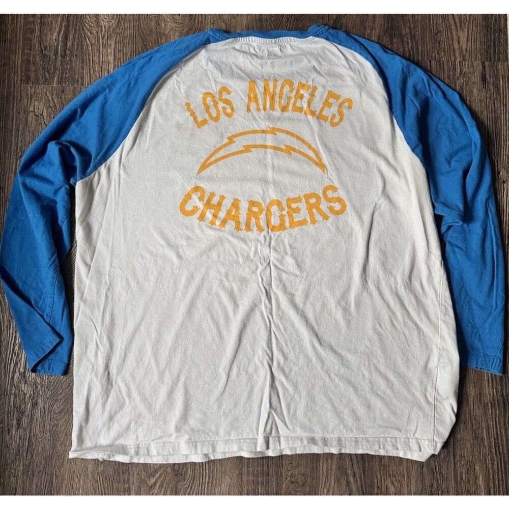 Los Angeles Chargers Men's Darius Rucker Blue Raglan 3/4 Sleeve T-Shirt Size 2XL